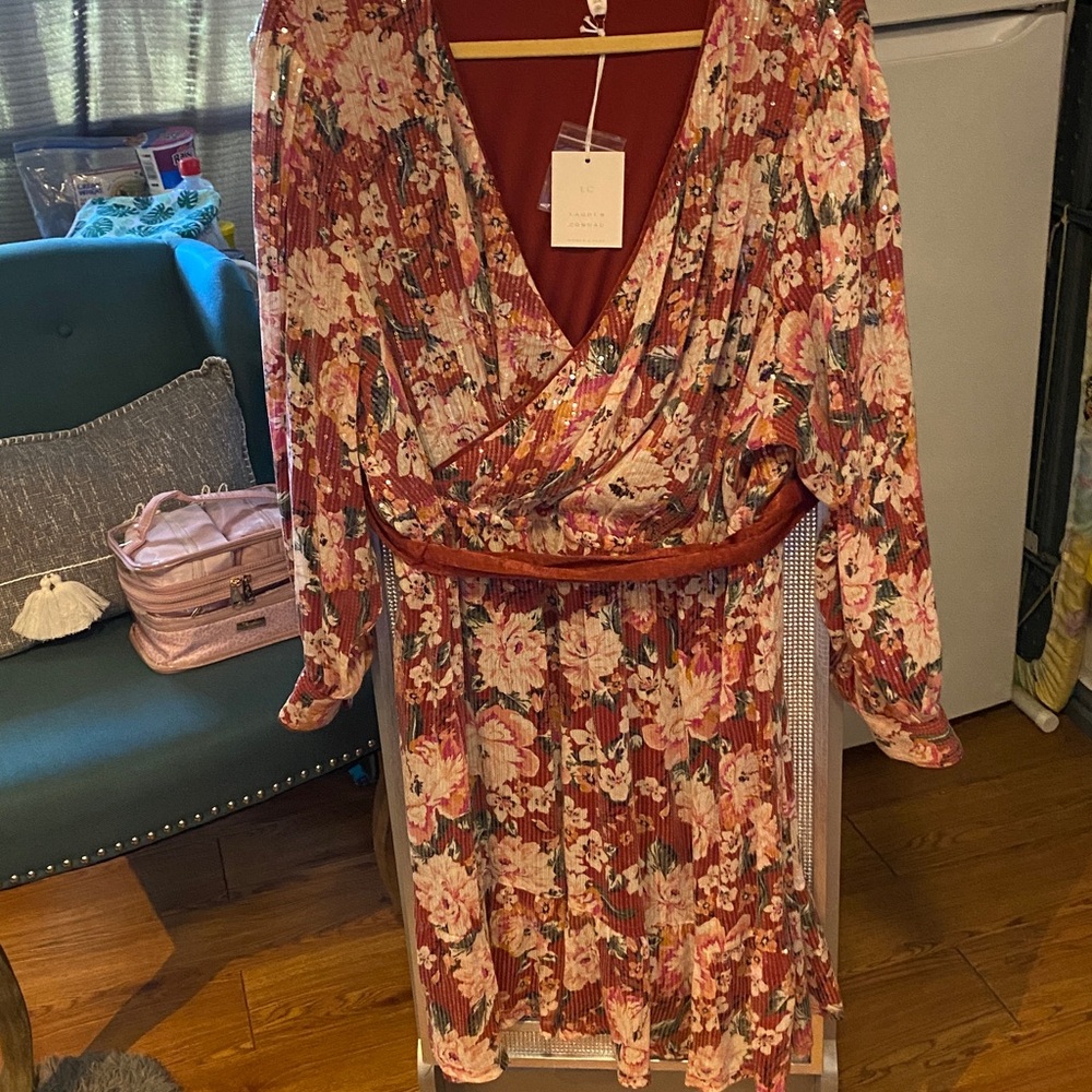 LC Lauren Conrad Floral Wrap Dress - Red and Pink